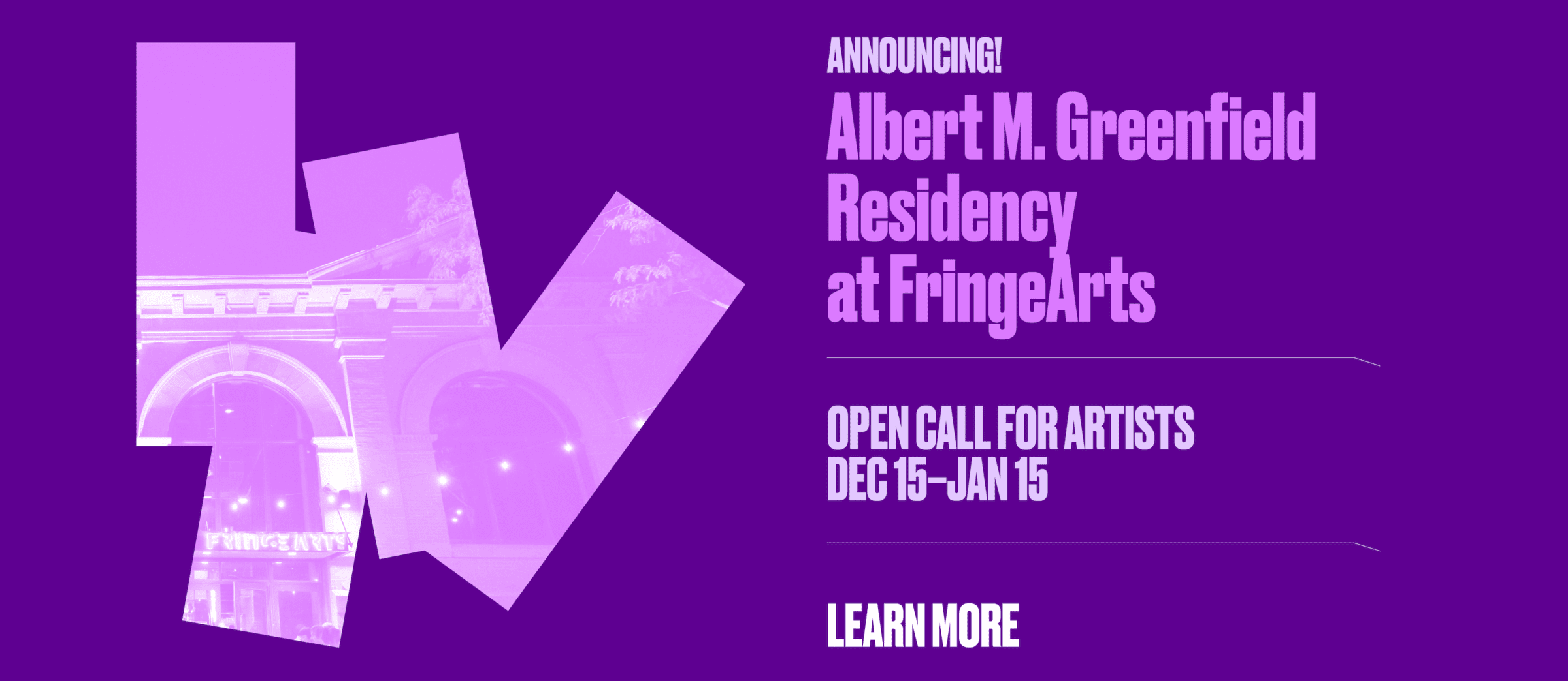 Albert M. Greenfield Residency at FringeArts. Open Call for Artists Dec 15-Jan 15